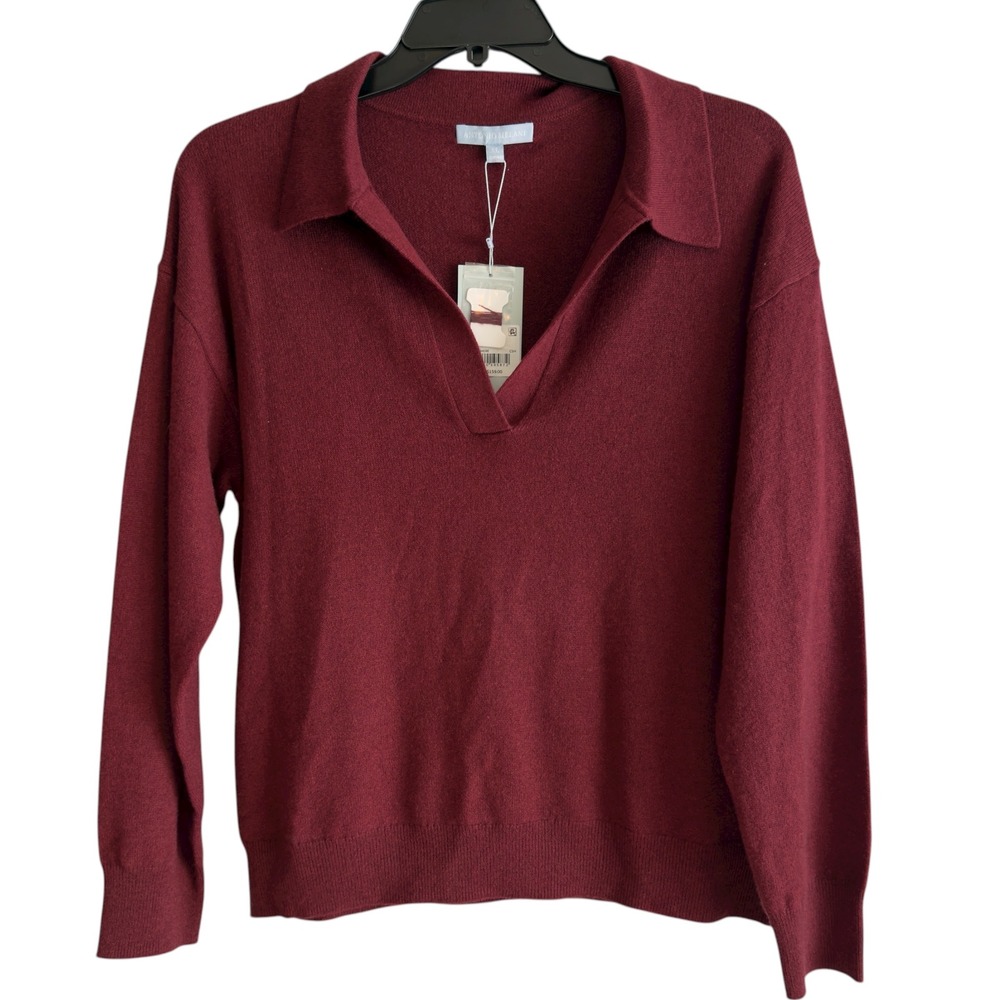 Antonio‎ Melani Womens XL Maddie Henley Cashmere Sweater Zinfandel Burgundy Red